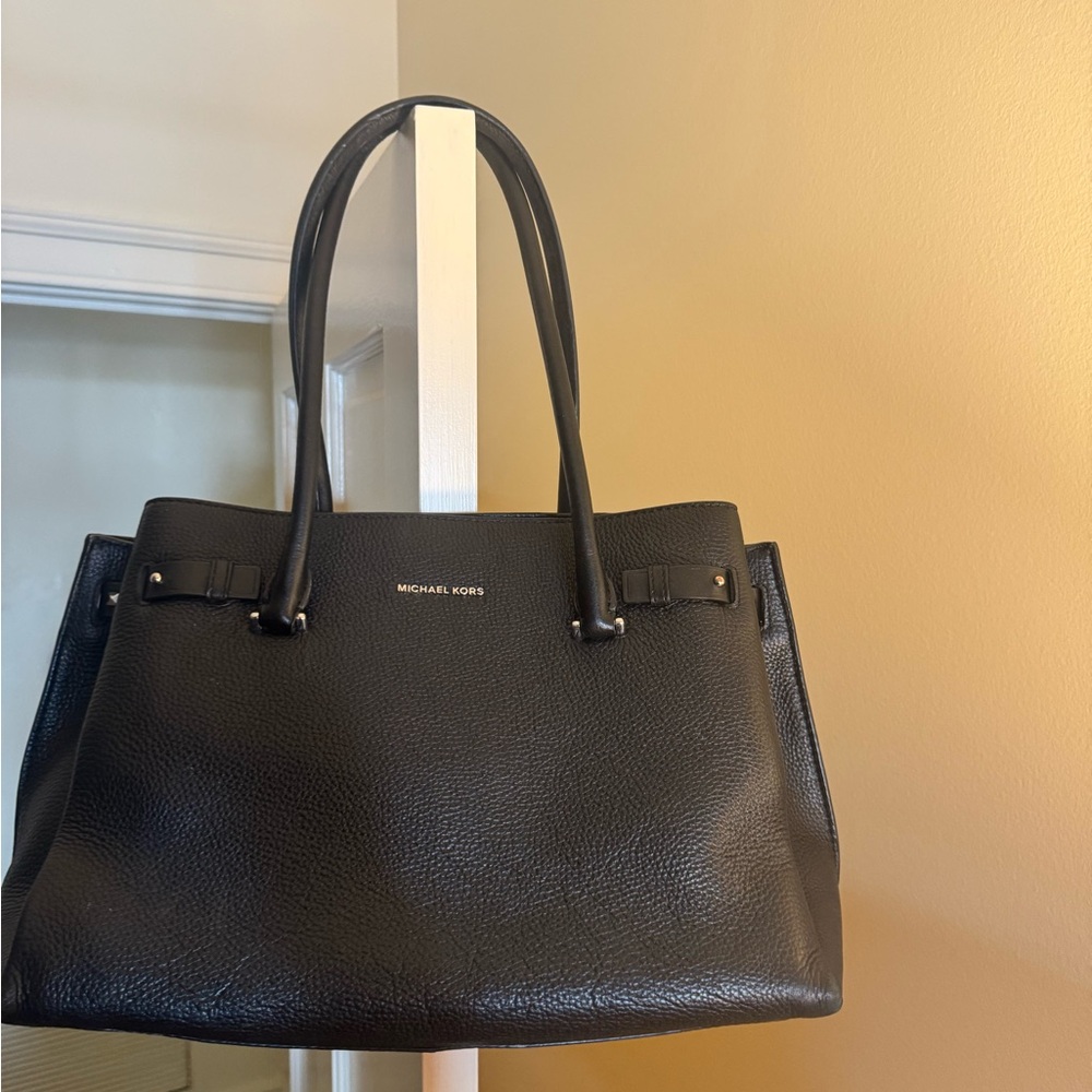 Michael Kors black pebbled leather tote